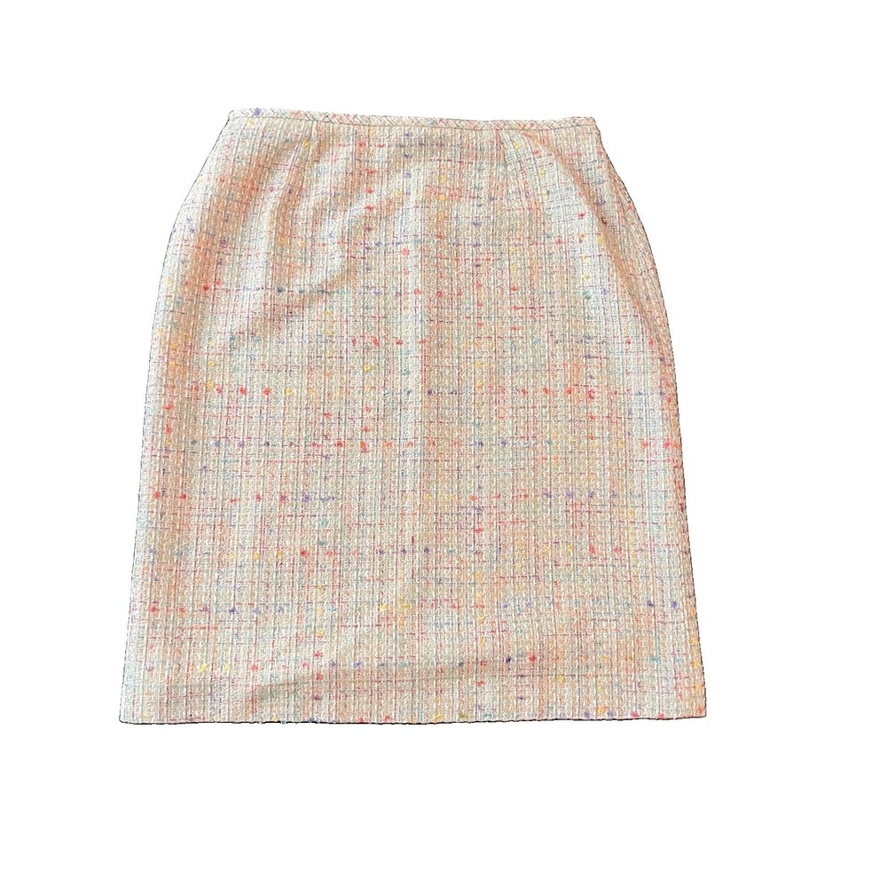 Collection For Le Suit Women's Confetti Tweed Skirt Suit Sz 12 Beige Old Money - Picture 5 of 10